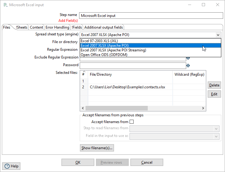 Select Input File - Step 4